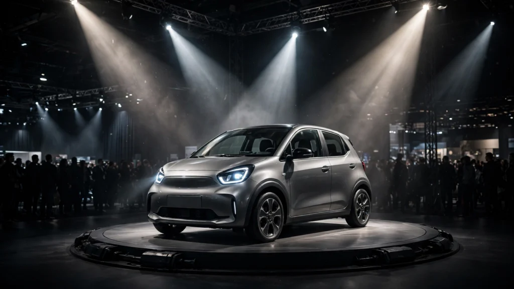 Chery Q electric hatchback at auto show