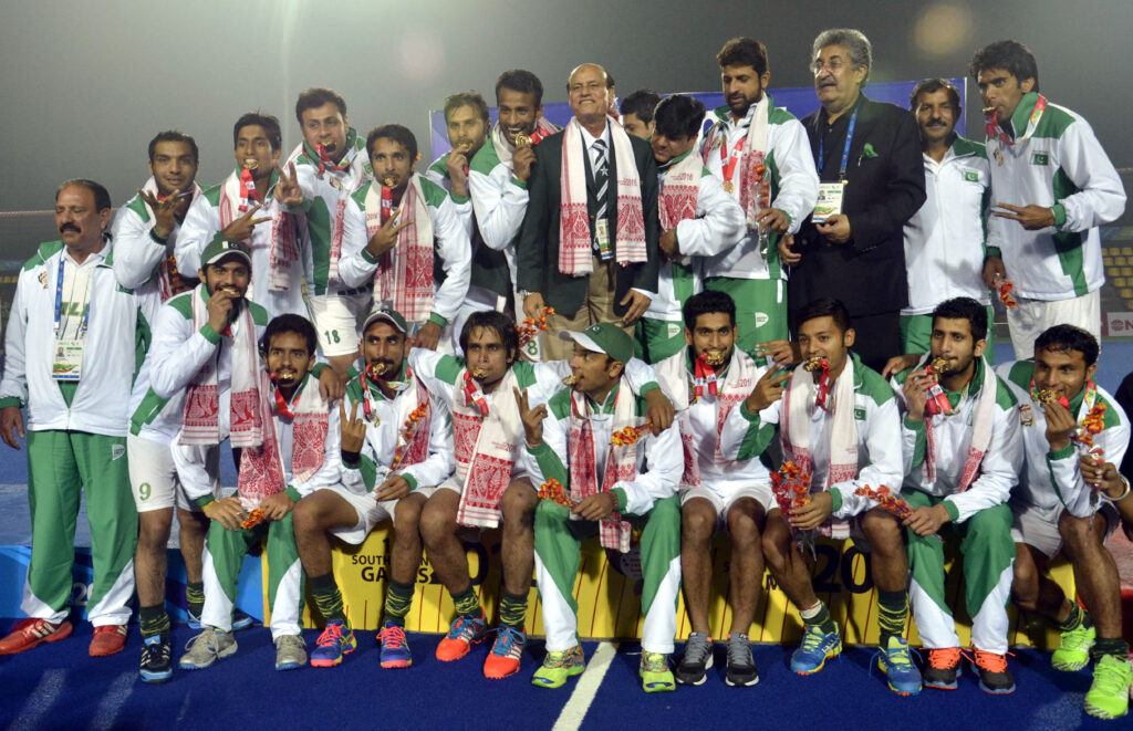 Pakistan hockey team celebrating gold medal, 12th South Asian Games Guwahati 2016