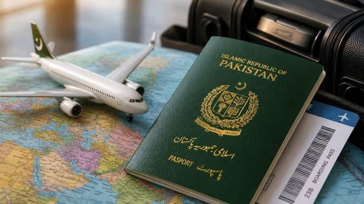 Pakistani passport booklet with travel documents
