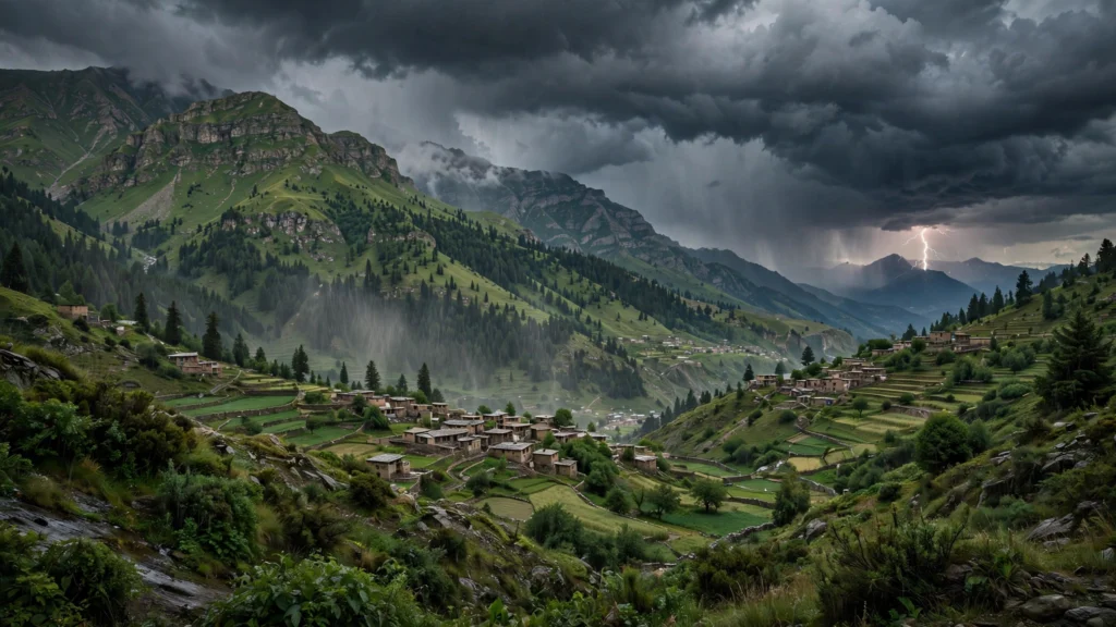 PMD Forecast: Rain, Windstorm and Hailstorm Expected in Upper Parts of Pakistan 2 Storm clouds over northern Pakistan mountains