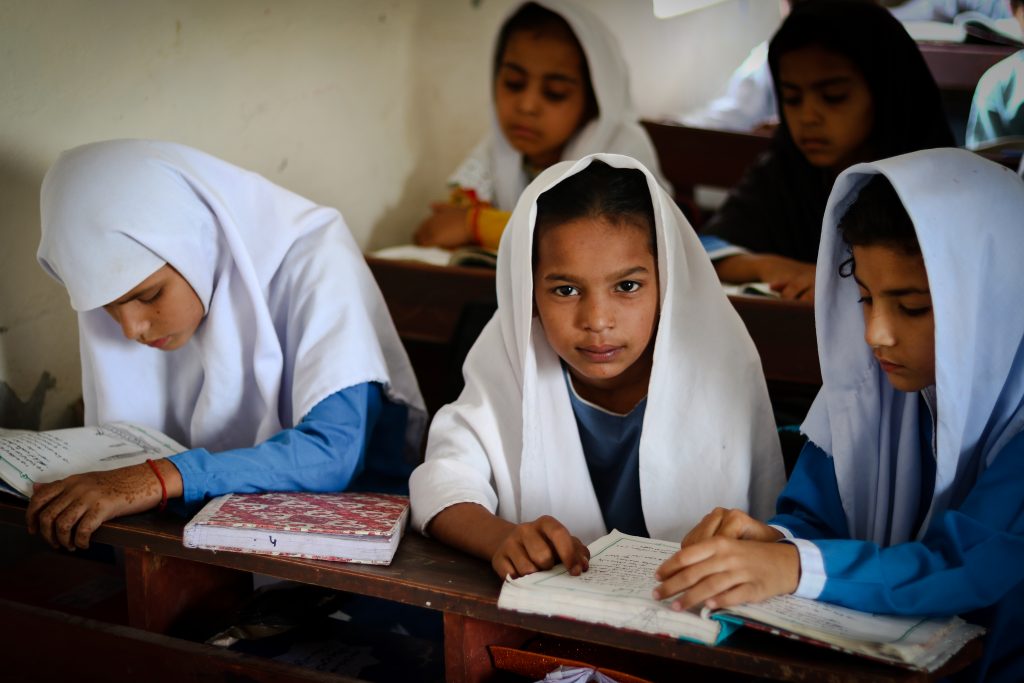 Schoolchildren in a classroom in Pakistan