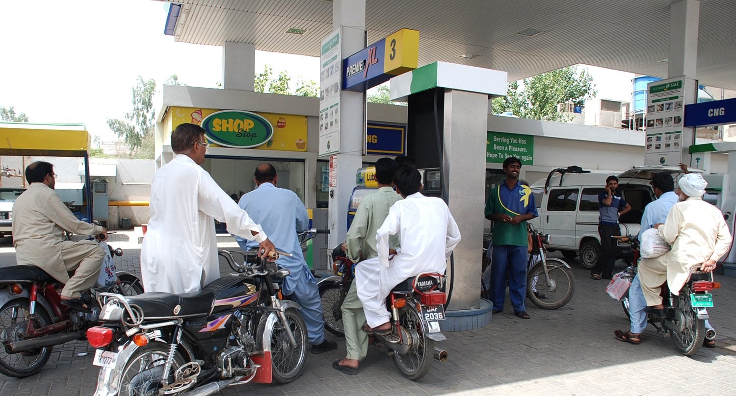 Petrol Cut by Rs3.63/L, Diesel Up Re0.31 for October 16 — New Rates 5 Motorcyclists refuelling at a PSO petrol pump in Pakistan