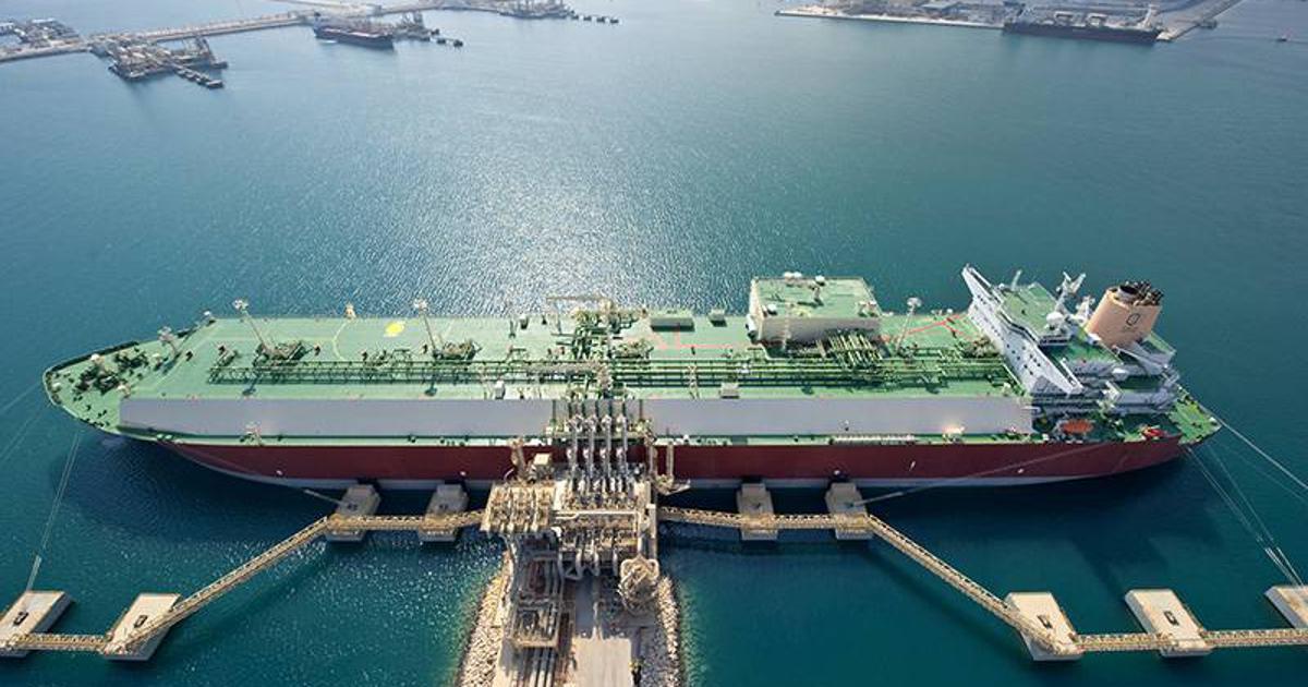 Pakistan Gets First LNG Cargo of October as Winter Gas Shortage Fears Grow 7 Aerial view of an LNG carrier at a loading terminal