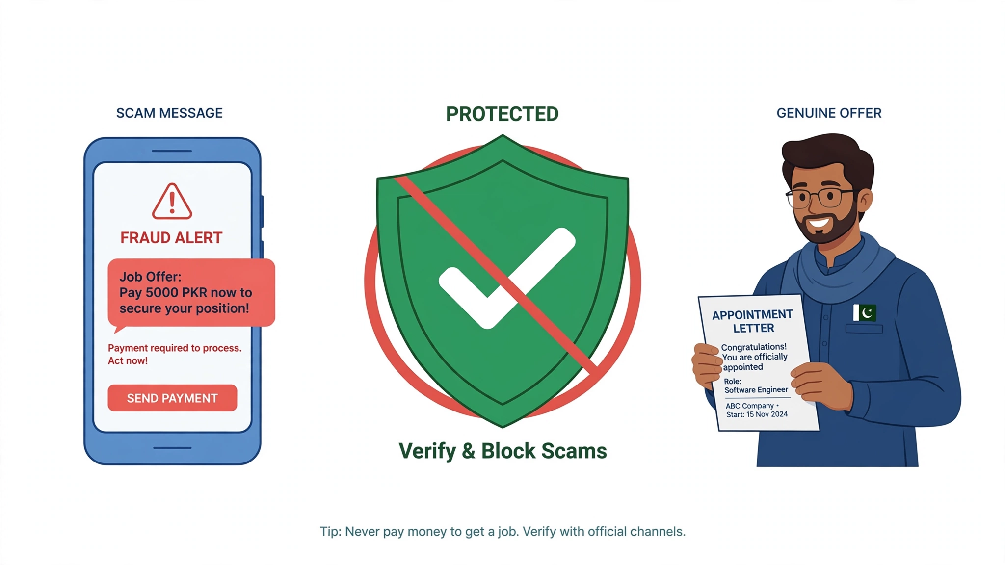 Step 4: Verify offers and block job scams