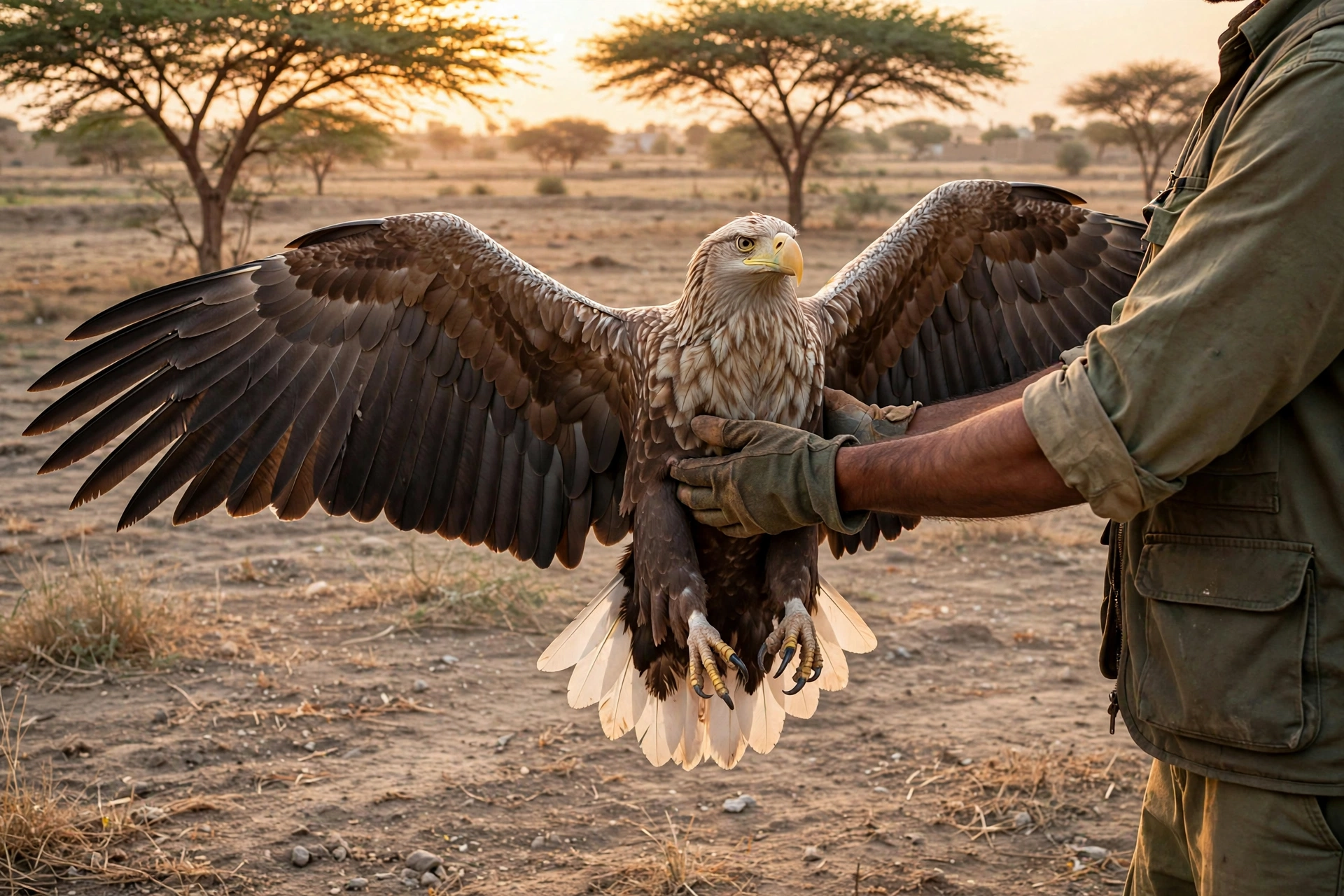 Extremely Rare Eagle Rescued In Sindh After Its Eyes Were Sewn Shut