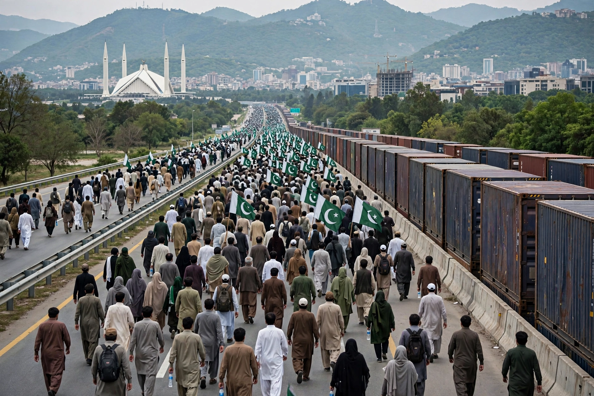 Govt-PTI Talks Collapse as Long March Moves Towards Islamabad 1 Aerial view of a highway and mountains under a clear sky representing international news coverage