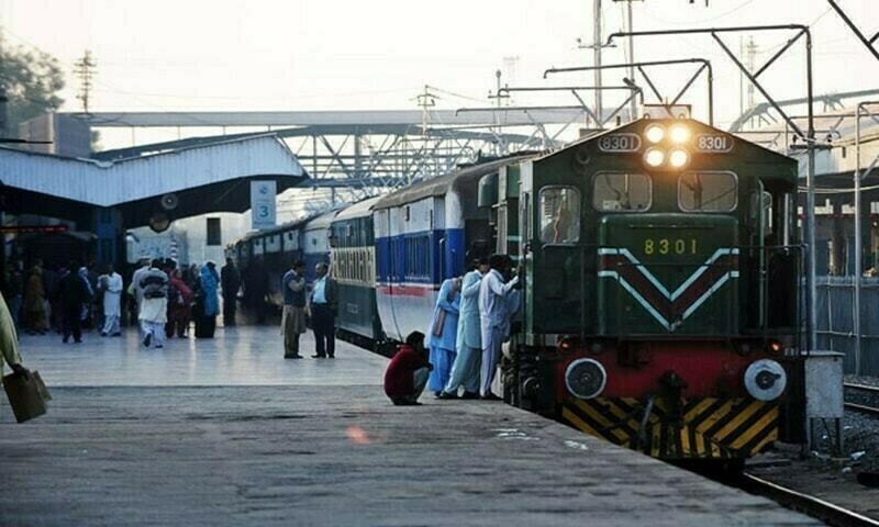 Pakistan Railways locomotive at a platform